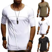 Стиль Модные популярные мужские мускулы с круглым вырезом сплошной хлопок Половина рукава мышцы баскетбольные майки повседневные топы