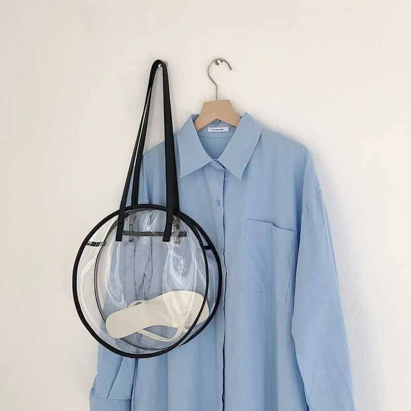 Designer Bag Clear Round Big Shoulder Circle Beach Holiday Bag Lady Bag Brand Transparent Jelly Pack