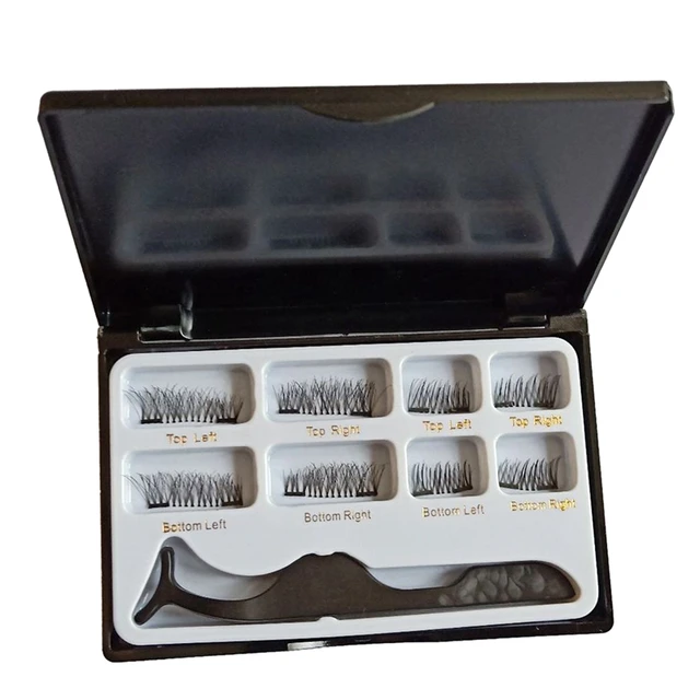 Best Price 8 Pcs Lashes & 1 Tweezer Mixed Styles Dual Magnetic False Eyelashes Thick Long Natural Makeup Extension Tool Black Lash