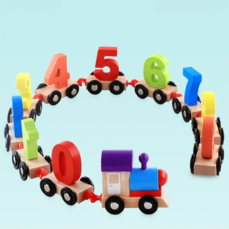 Развивающие игрушки для детей детские головоломки поезд игрушки буквы/Цифровой алфавит деревянный красочный поезд игрушки персонализированные Oyuncak