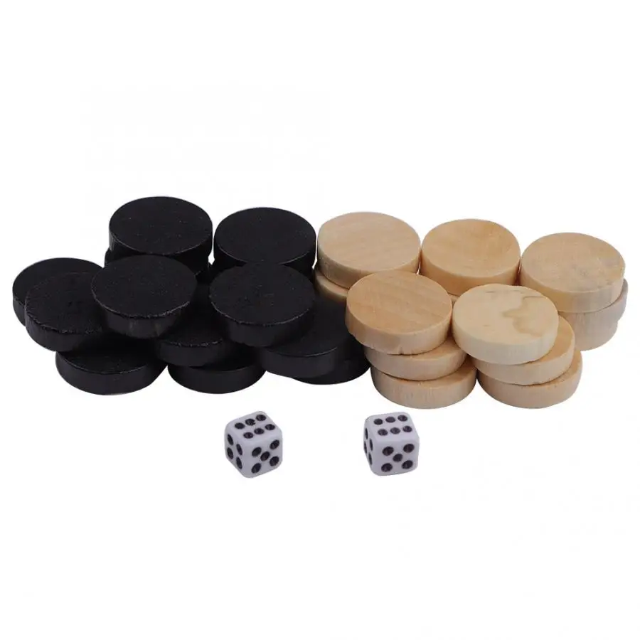 Wood Chess Pieces 32 Pieces Draughts Board Game