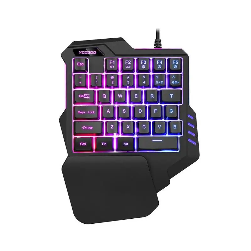

G92 Big Hand Rest Macro Recording Breathing Light One-Handed Wired RGB Backlight Metal Back Cover Gaming Keyboard for PC