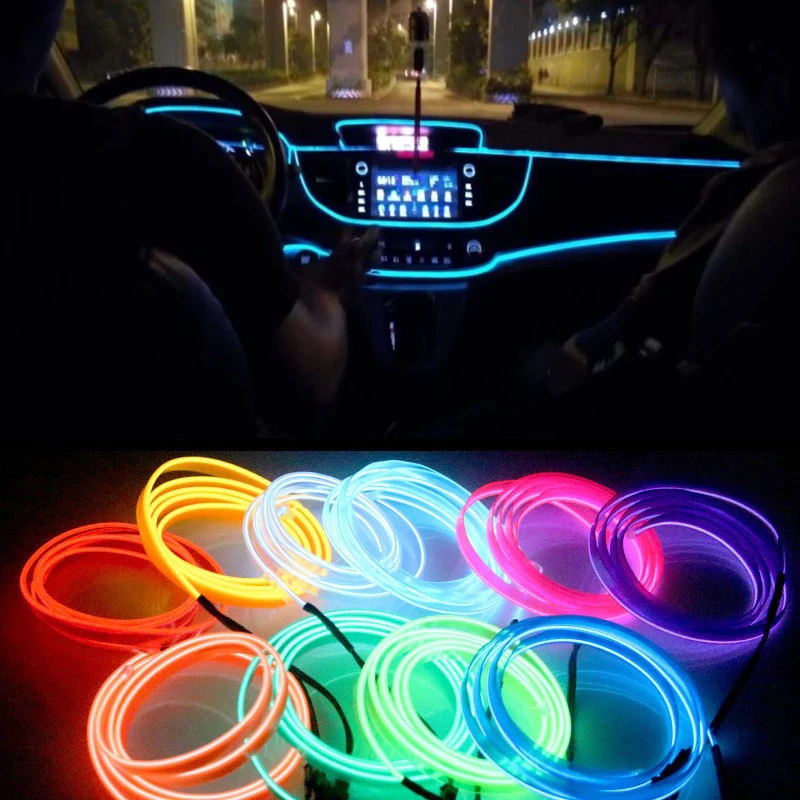 

DIY EL Car Interior Light universal El side car LED cold light car atmosphere Cold ambient light D20