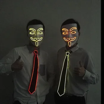 

Awesome EL Wire Tie Flashing Cosplay LED Tie Costume Anonymous Necktie Glowing DJ BAR Dance Carnival Party Masks Halloween Props