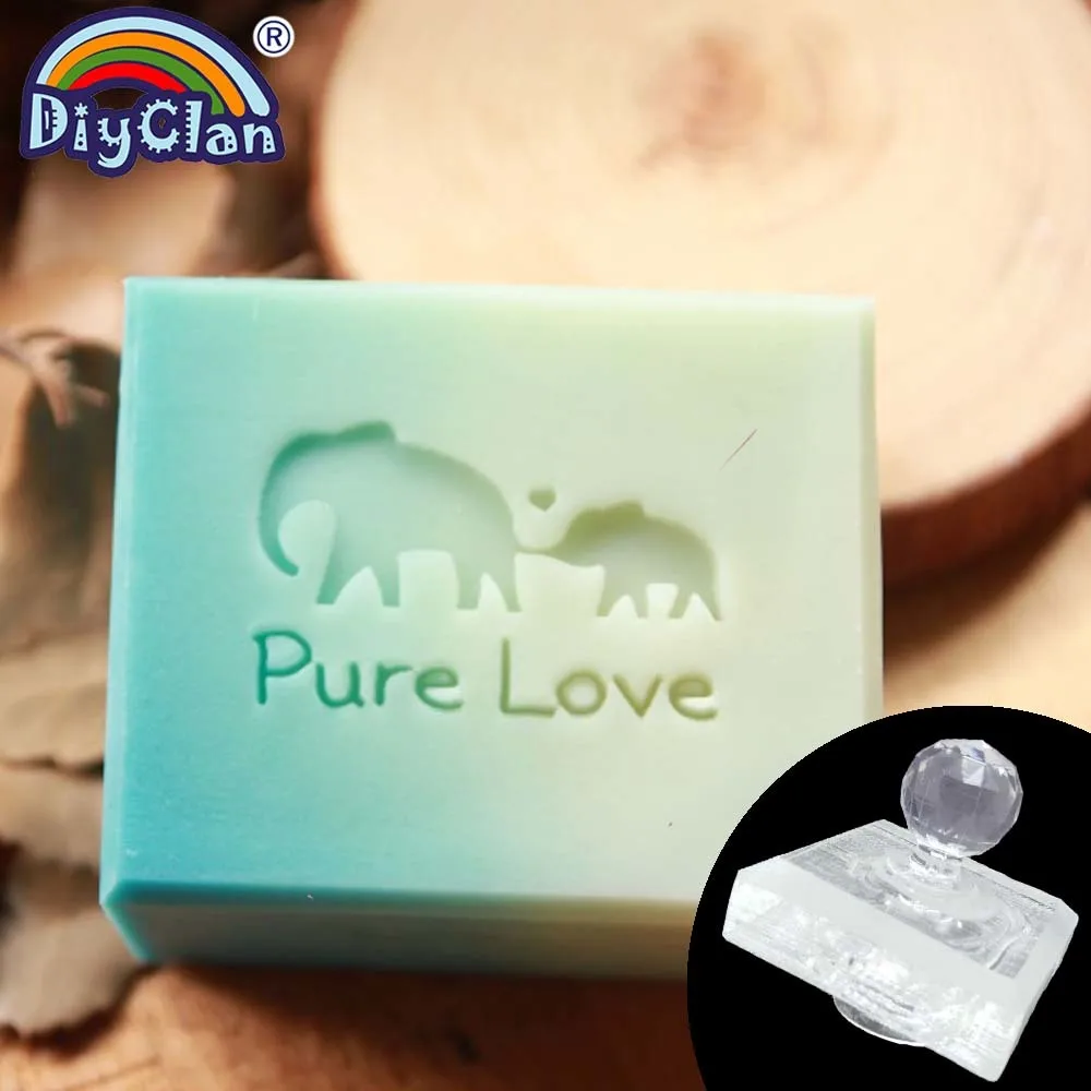 

Pure Love Handmade Soap Stamp Mold Transparent Elephant Diy Natural Organic Glass Resin Soap Chapter Acrylic Chapters Custom