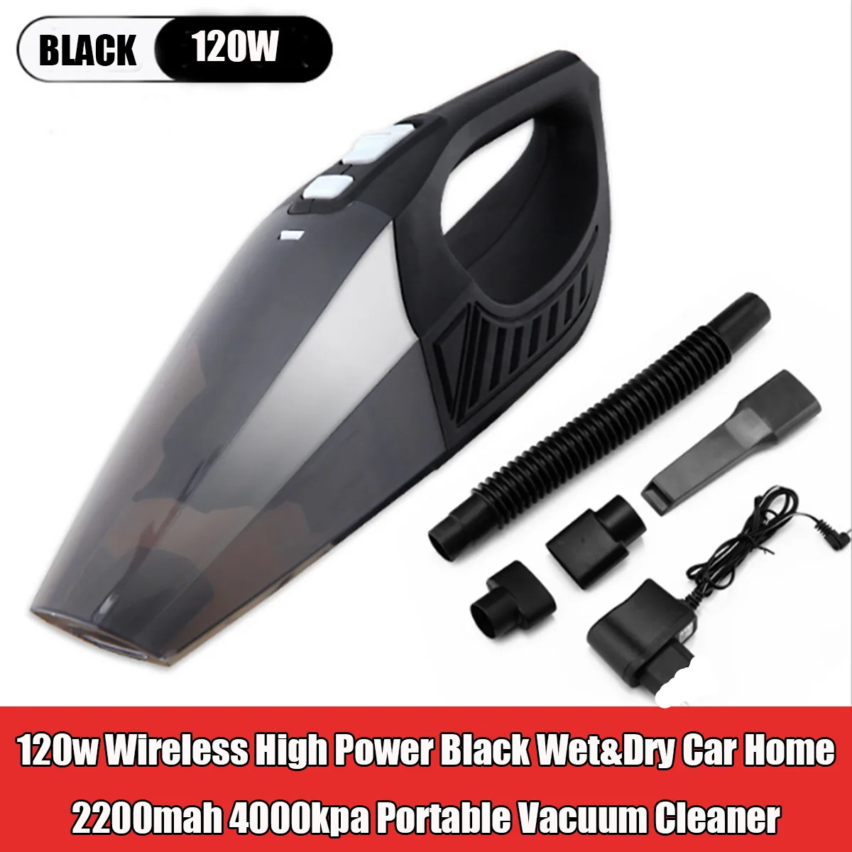 

Auto Car Vacuum Cleaner 120W Wireless Handheld Vacuum Cleaner for Home Car Cleaner 4000kpa Strong Power Wet Dry Aspirateur
