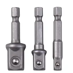Barre d'extension pour perceuse électrique, 3 pièces/ensemble, 1/4 3/8, 1/2Hex, jeu de mèches pour tournevis, adaptateur, manchon de clé 