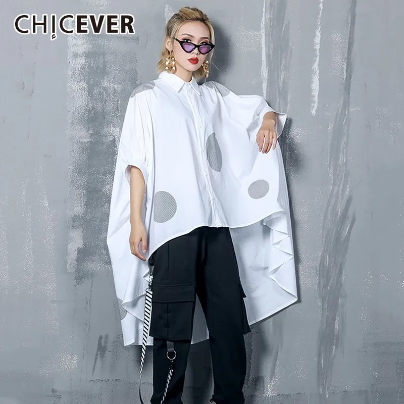 CHICEVER горошек печати Топы женские блузки женская рубашка рукав летучая мышь