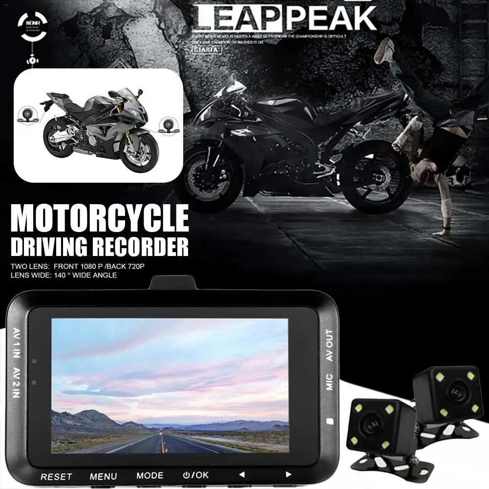  Motorcycle Recorder Dashcam Locomotive Camcorder Double Lens Camera Car Driving Recorder Portable V