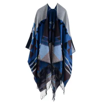 

Bohemian Tassel Lengthened Thickened Imitation Cashmere Ethnic Wind-proof Travel Cape For Autumn Winter