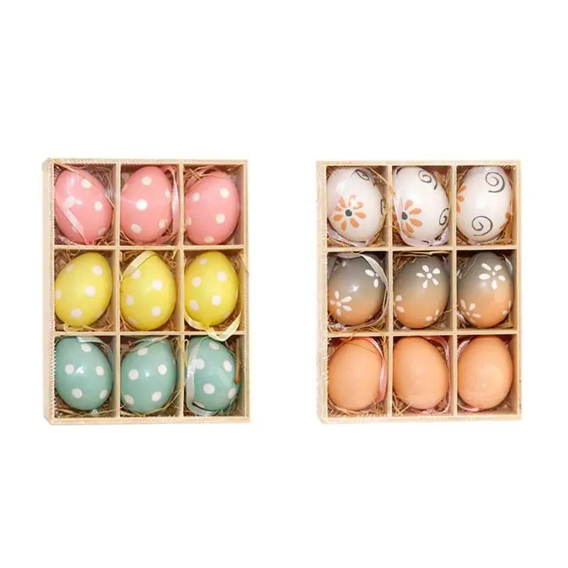  9pcs/Box Easter Simulation Egg Child DIY Eggs Painted Toys Artificial Eggs DIY Painting Easter Egg Educational Toy