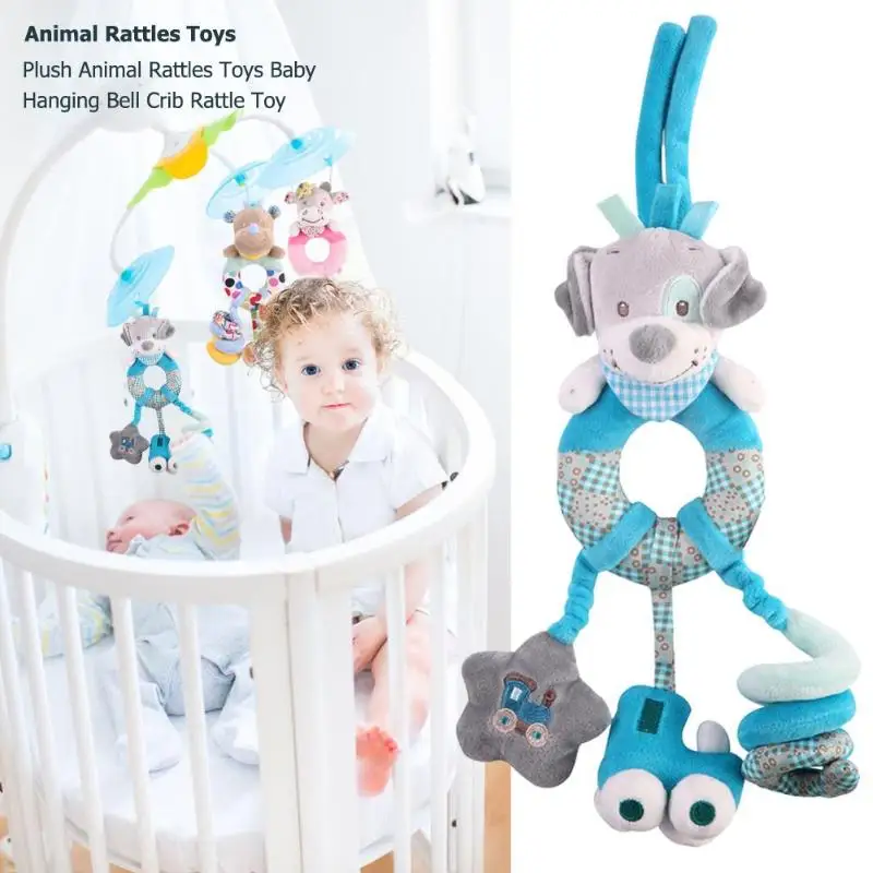 Cute Plush Animal Rattles Toys Baby Hanging Bell Crib Stroller Rattle