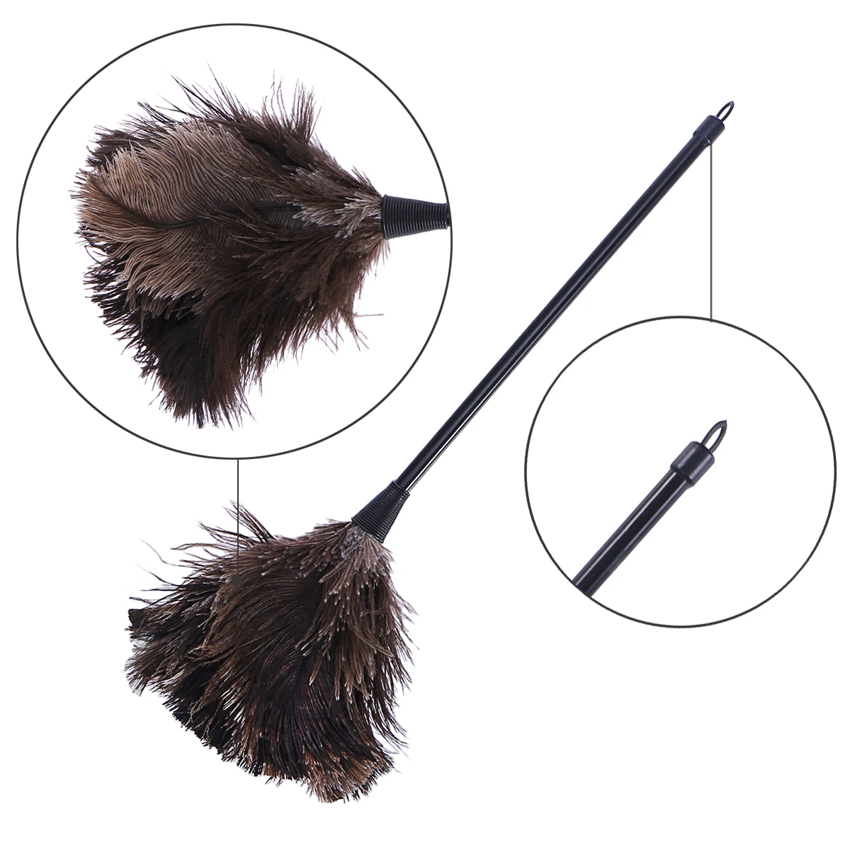 

Ostrich Duster Feather Dusters with Long Plastic Handle Cleaning Brush Tool