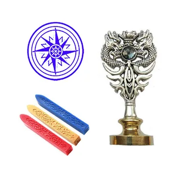 

Custom Wax Seal Stamp Kit Compass picture Metal Dragon Handle Gift Wine Package Wedding Invitations Card Envelope Seal Stamp