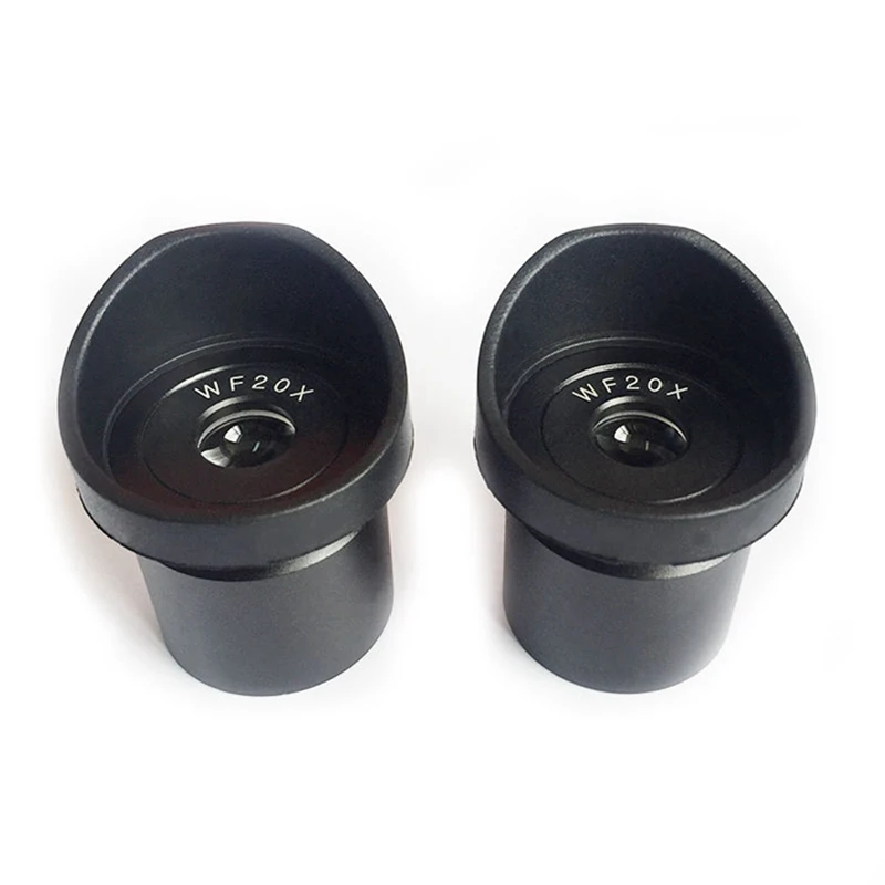 One Pair WF20X Eyepiece Optical Lens for Stereo Microscope Mounting Diameter 30 or 30.5 mm Wide Field View 10mm Rubber Eye Cups