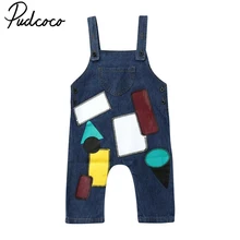 Pudcoco/повседневная одежда с геометрическим рисунком для маленьких мальчиков и девочек, джинсовый комбинезон, джинсовый комбинезон