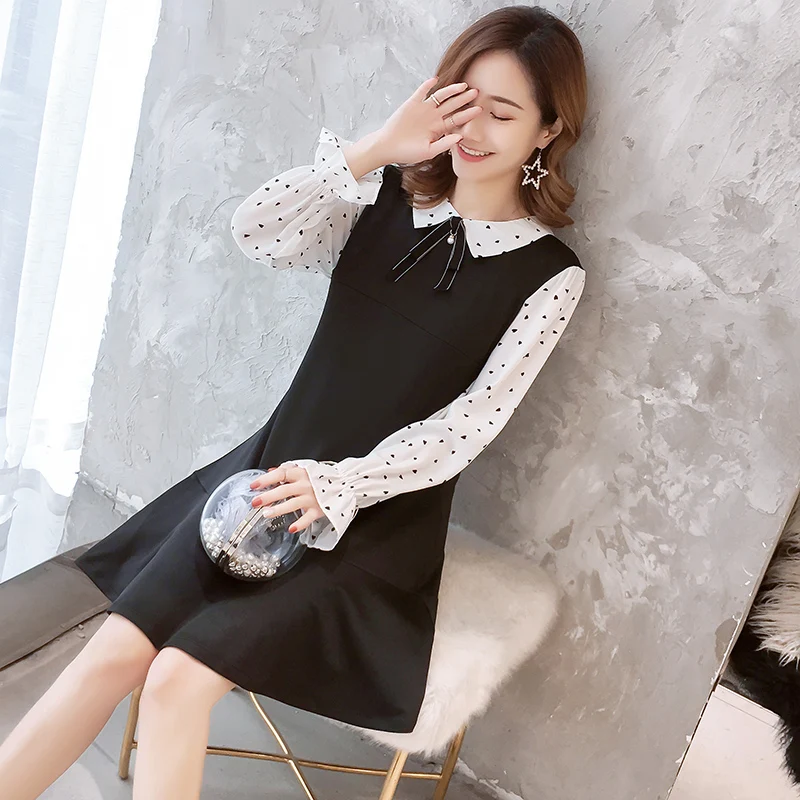 

Pengpious 2019 spring long-sleeved pregnant women breastfeeding dress peter pan collar maternity zipper nursing shirts lactation