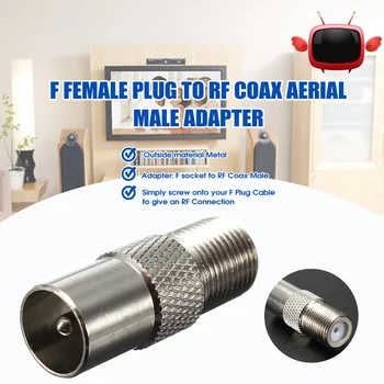 

3PCS Silver F Type Female Screw Plug To TV Aerial RF Coaxial Male Connector Adapter