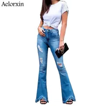 Горячая~ Высокая талия отверстие для похудения обтягивающие роговые женские джинсы Высокая талия джинсы для женщин в стиле бойфренд рваные джинсы