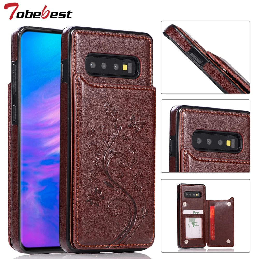 

Cases For Samsung S10 Wallet Case with Card Holder Embossed Flower Premium Leather Case for Samsung Galaxy S10E S10 Plus Cover