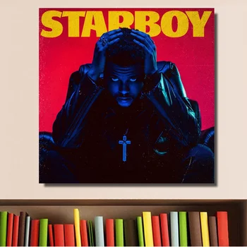 

The Weeknd Starboy Music Cover Poster Print on Canvas Home Decor Wall Art No Frame