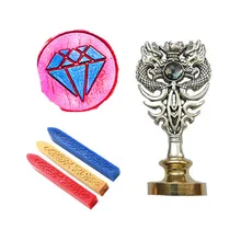 Индивидуальная восковая печать комплект печатей с логотипом, украшенным стразами металлической ручкой дракона Подарочный винный набор пакет свадебные приглашения карта конверт печать штамп