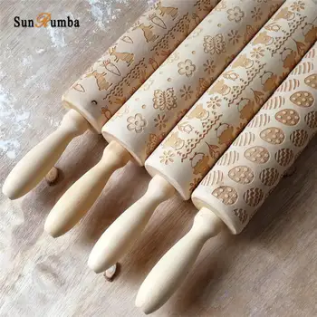 

Easter Wood Rolling Pin Party Holiday DIY Decorations for Bakeware Cake Pizza Cookie Tools Baking Pastry Tool Rolling Pins Decor