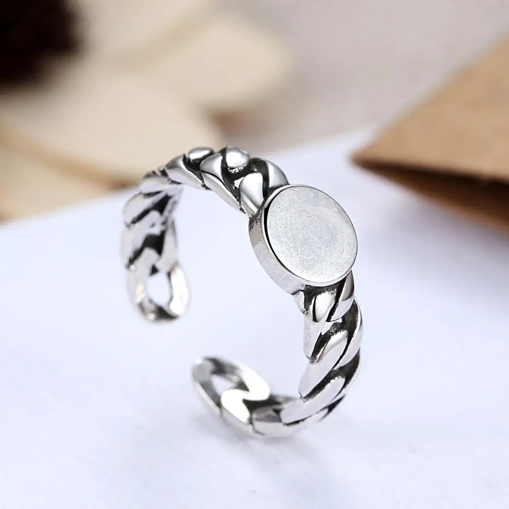 

REETI High-quality 925 Sterling Silver Jewelry Thai Silver Female Personality Open Ring Circular Ring