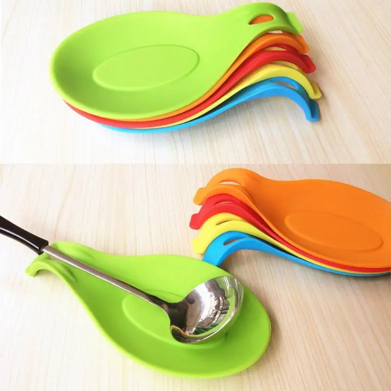 

Silicone Insulation Spoon Heat Resistant Placemat Drink Glass Coaster Tray Spoon Pad Pot Holder Kitchen Accessories