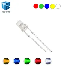 GREATZT F3 ультра яркий 3 мм круглый прозрачный зеленый/желтый/синий/белый/красный светодиодный светильник лампы светодиод комплект