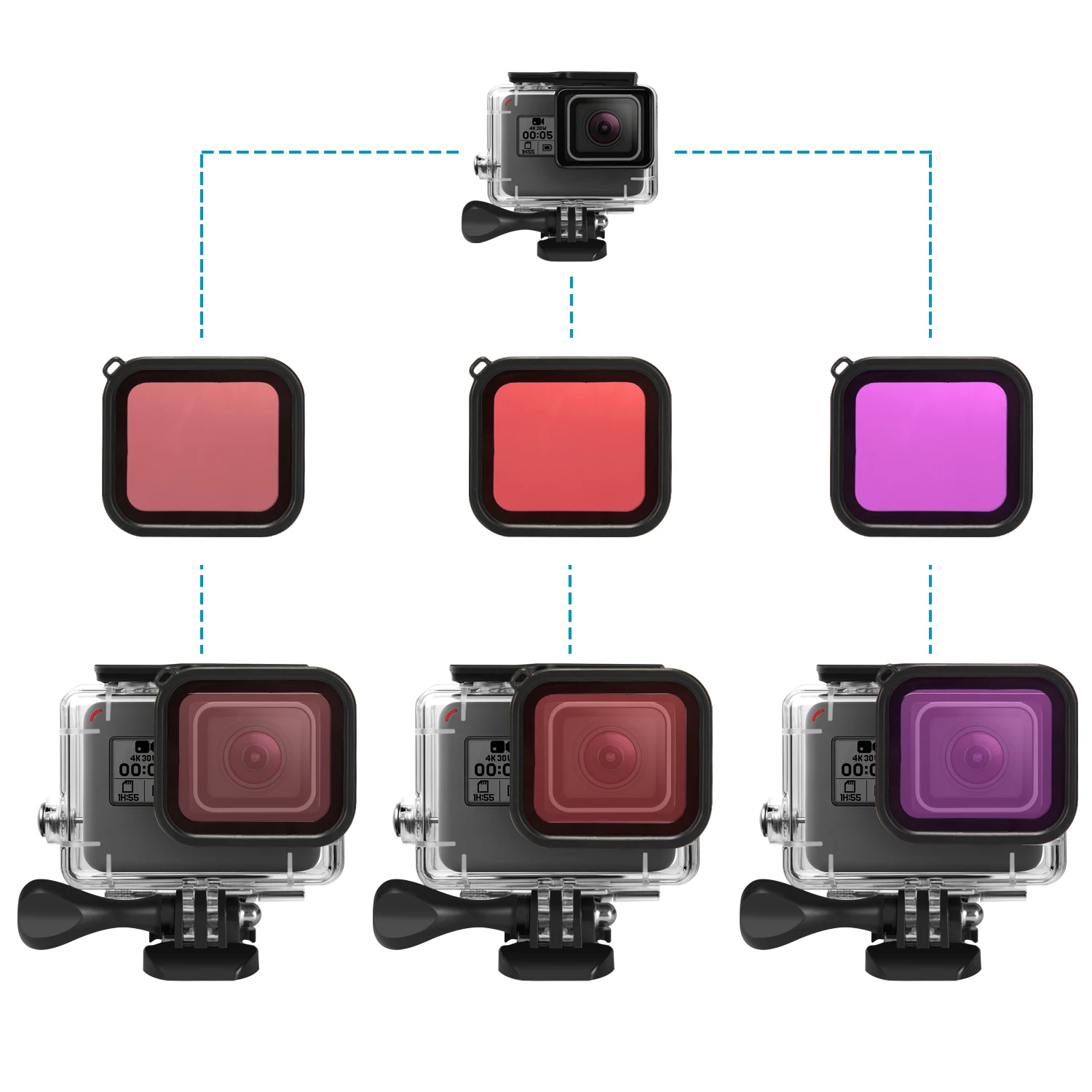 Водонепроницаемый чехол крупным планом макро набор аксессуаров для GoPro Hero 7 Black/HD