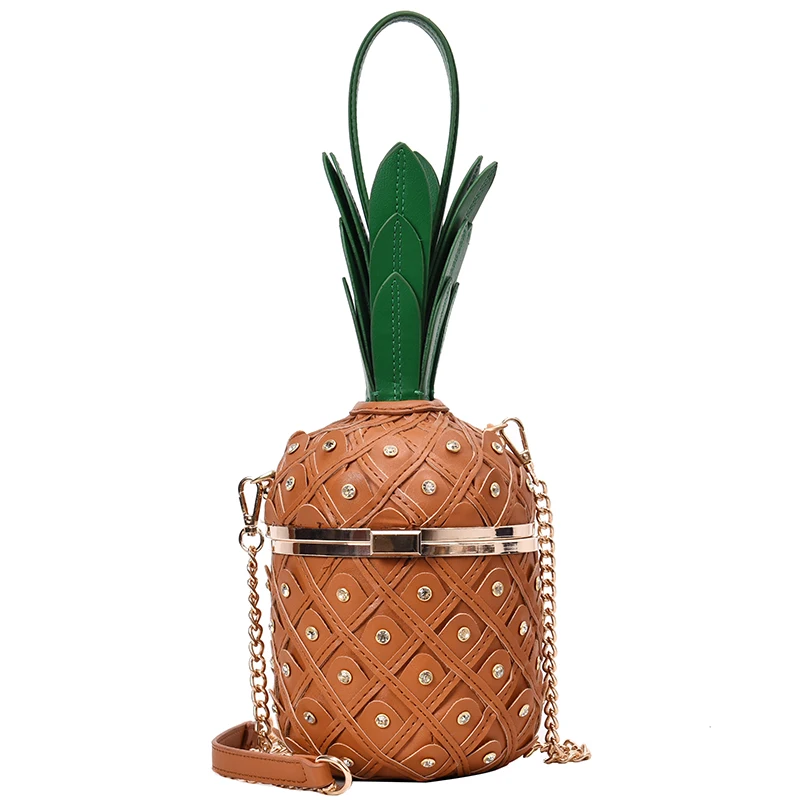 

Luxury Diamond Pineapple Fashion Women Handbag Pu Shoulder Bag Chain Purse Bucket Bag Crossbody Bag Designer Bag Female Bolsa