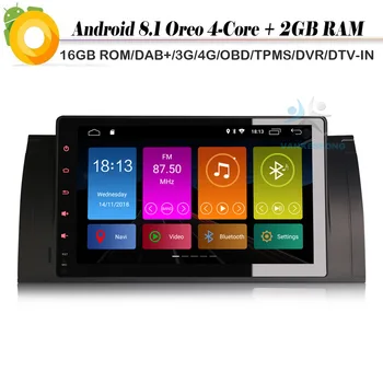 

9" DAB+Car GPS Navigation Player Android 8.1 Autoradio Sat Nav WiFi 4G Radio DVR BT OBD for BMW 5 serie E39 X5 E53 M5 Car stereo