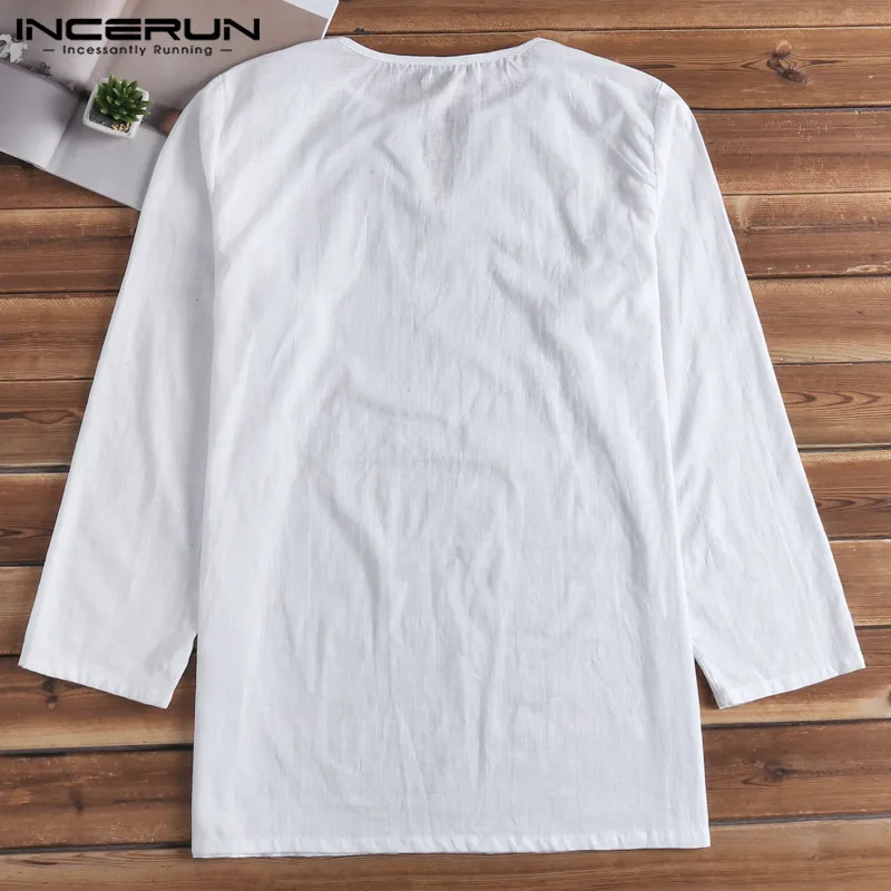 بارد فايكنغ رجل قميص اللباس تونك قطن كم طويل قمصان القرون الوسطى النهضة الذكور قمم Hombre Camisas رداء كورتا