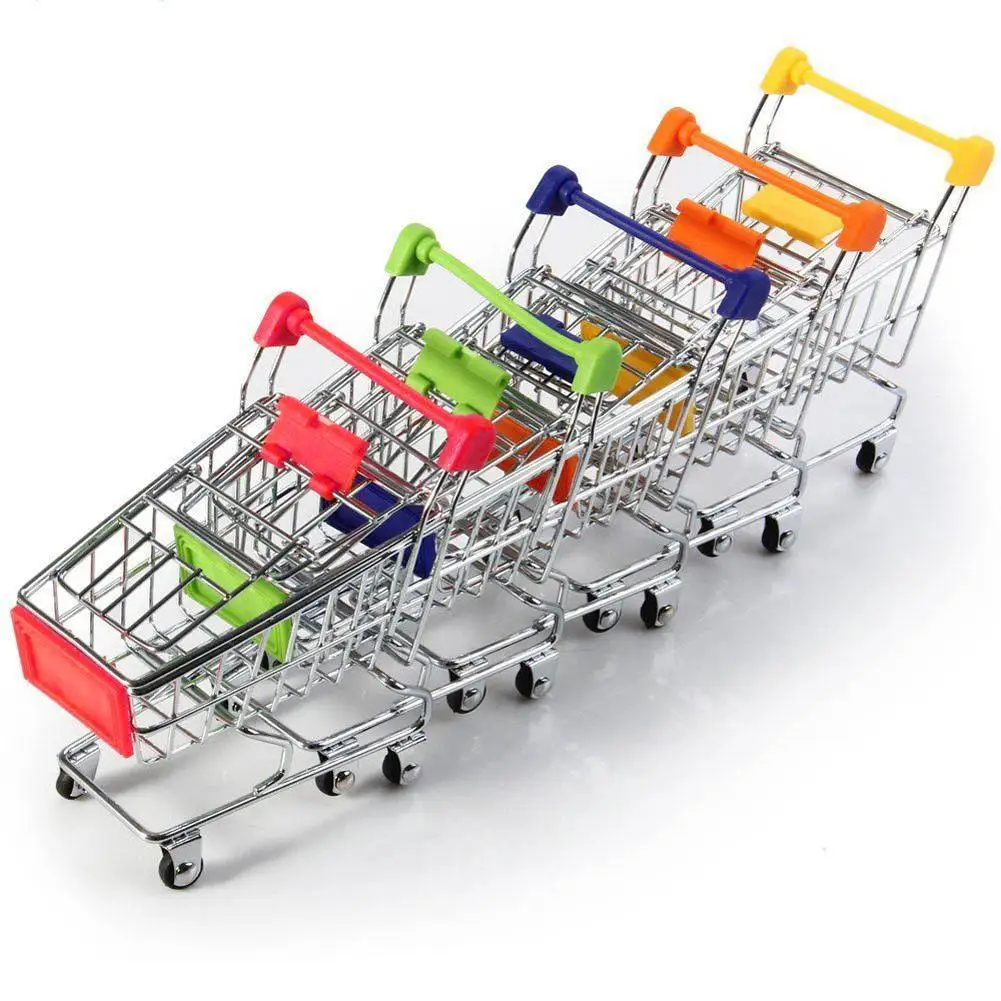 

Cute Mini Shopping Handcart Utility Cart Supermarket Utility Mode Storage Gifts Toys for Child Phone Remote Control Holder