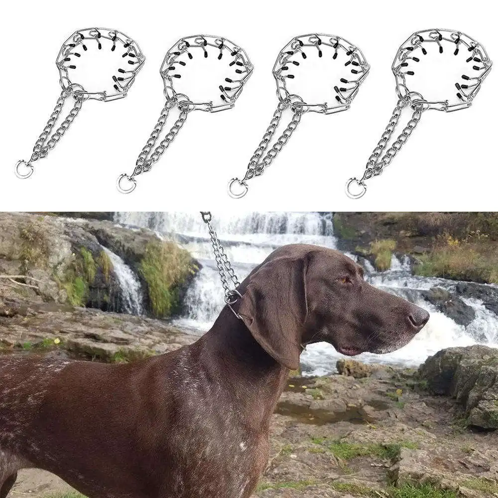

Steel Iron Chain Dog Collar Adjustable Training Pinch Dog Collar Prong Necklet Pet Choke for Small Medium Large Dogs Sliver