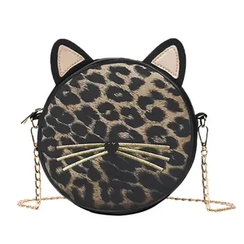 

Fashion Leopard Messenger Handbag Female Round Leather Chain Sling Bag for Women Cat Crossbody Shoulder Bags Bolsas Feminina Z70