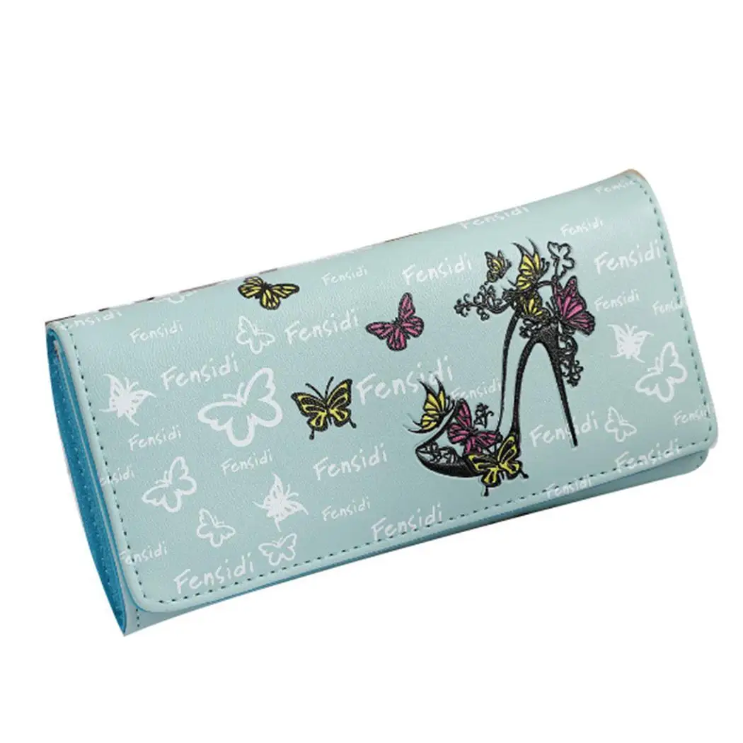

Women Fashion Butterfly High Heels Print Button Clutch Purse Handbag Wallets Casual Button Zipper Square Butterfly