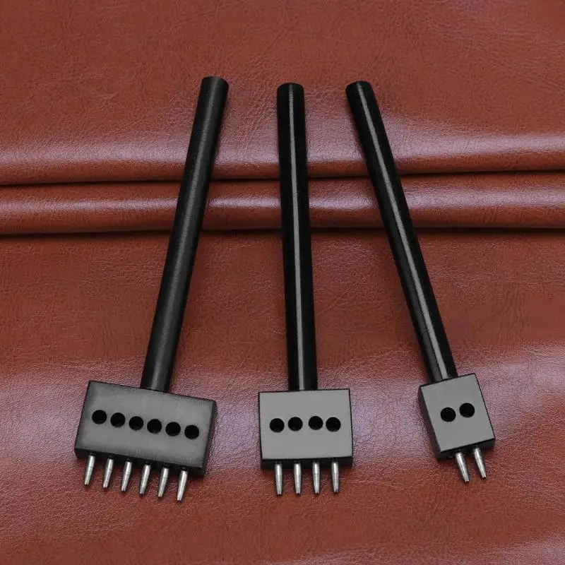 

DIY Leather Craft Punching Tool 2/4/6 Prong Hole Row Circular Cut Stitched Hole Spacing Drilling Leather Craft Tool 4/5/6/8mm