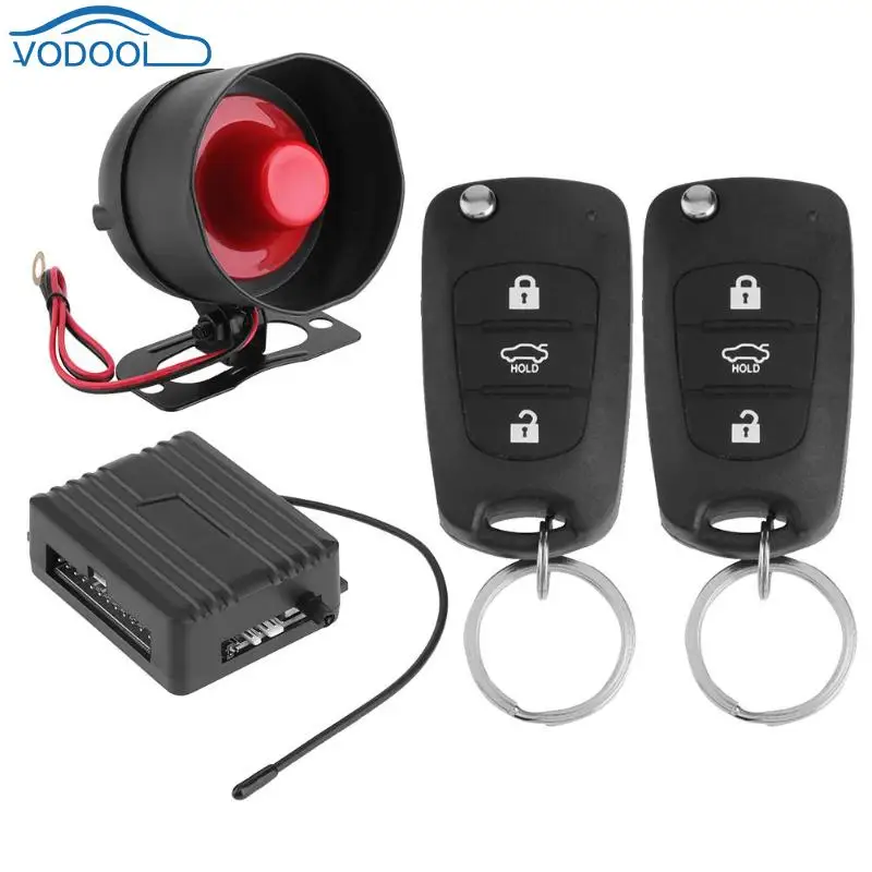 

VODOOL 12V Universal 1-Way Car Burglar Alarm Auto Keyless Entry Security System Siren+2Remote Control Burglar Car Alarm System
