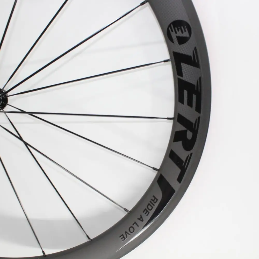 Discount New LERT glossy black logo 50+60mm Road bike matte 3K full carbon fibre bicycle wheelset carbon clincher tubular rims Free ship 3