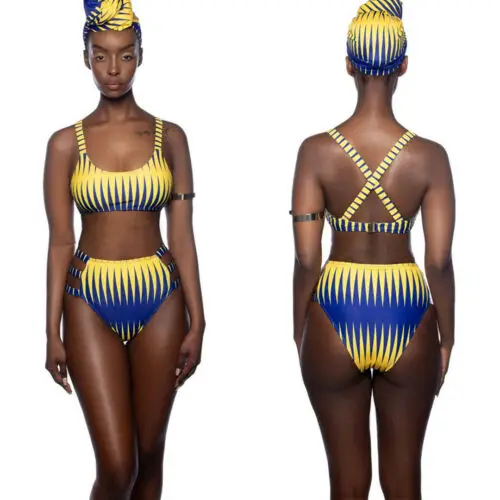 

2019 Sexy Women Bikini Set Swimwear Print Push Up Padded High Waist Swimming Costume Bandeau Bikini Set Swimwear Swimsuit Bather