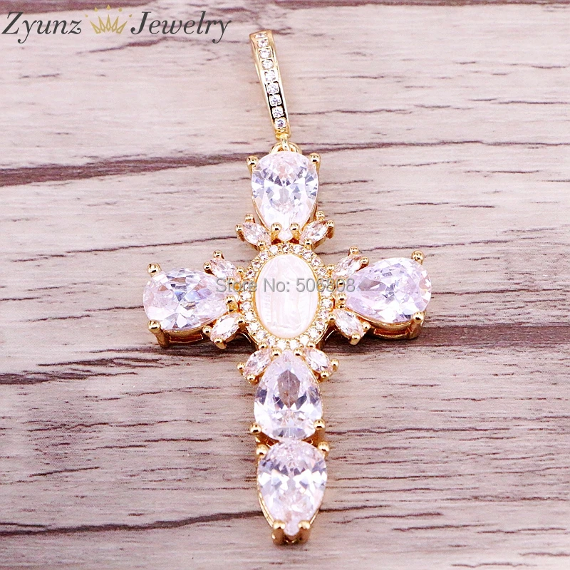 

5PCS ZYZ328-1984 Gold Color White Shell Cross Shape Pendant Simple Style Women's Fashion Jewelry