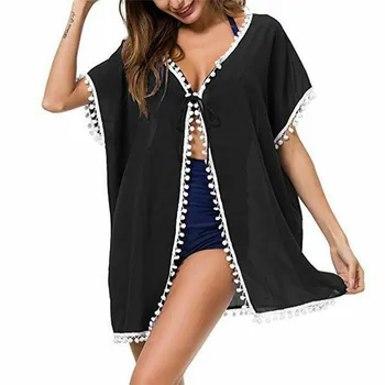 

US Womens Boho Kimono Cardigan Beach Chiffon Tops Loose Coat Shirt Swimwear