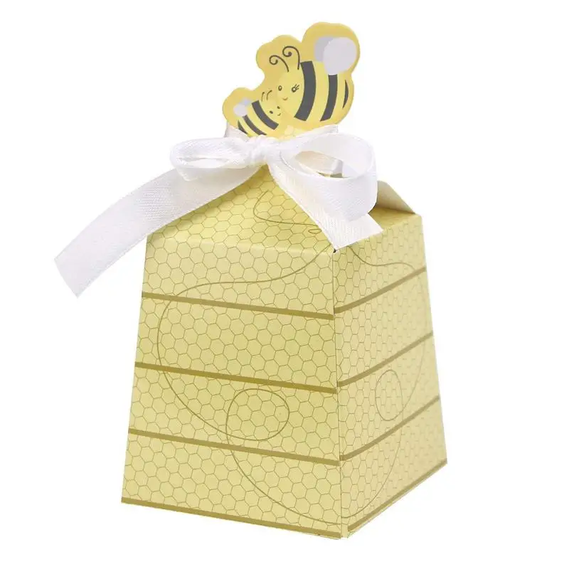 

50pcs/Lot Cute Baby Shower Favor Cartoon Honey Bee Paper Candy Box Adorable Kids Birthday Party Decor Newborn Baby Gifts Decor