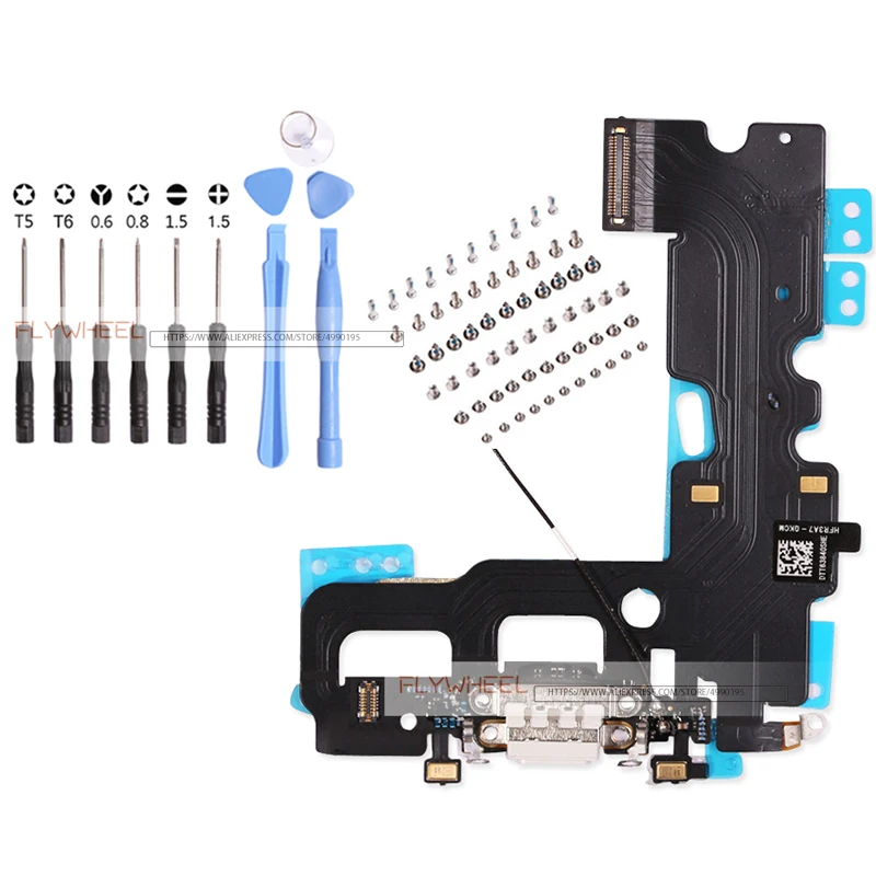 

1set For iPhone 7 7 Plus USB Charger Charging Port Dock Plug Connector Flex Cable With Headphone Audio Jack Ribbon +Screws +Tool