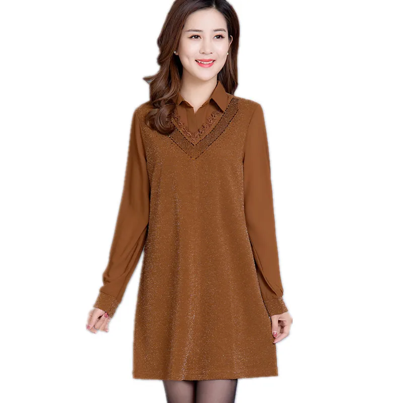 

Fashion 2019 New Spring Summer Women Dresses Plus Size Casual ChiffonDress Loose Short Sleeve Turn-down Collar Vintage Dress