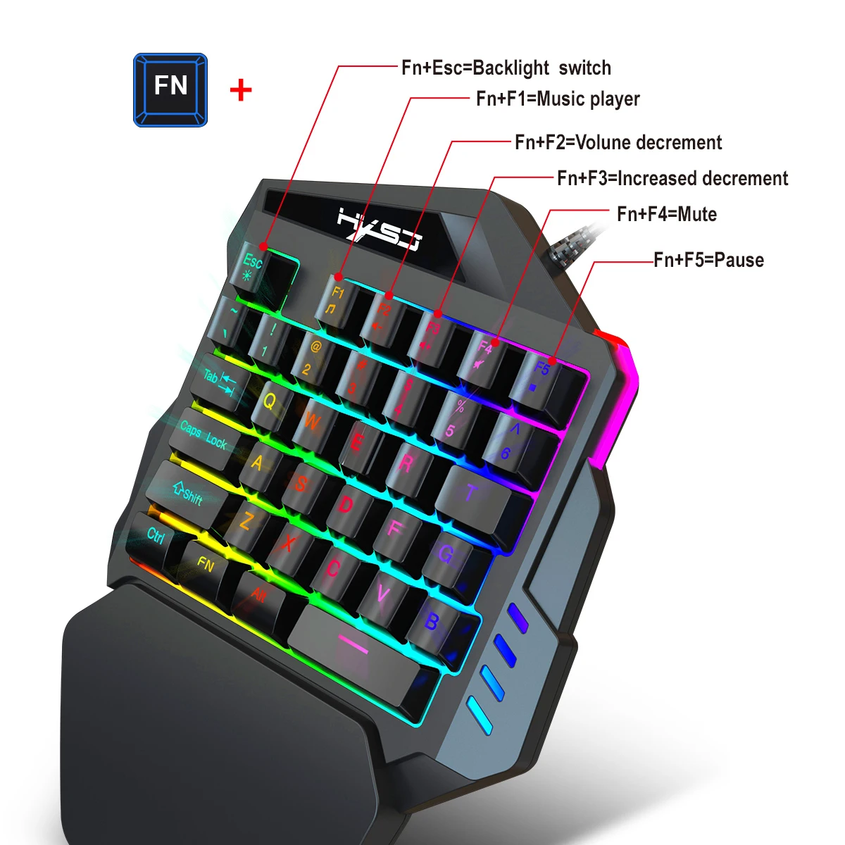 

Led Color Backlight V100 One-Handed Gaming Keyboard 35 Keys Super Cool Backlit Keyboard