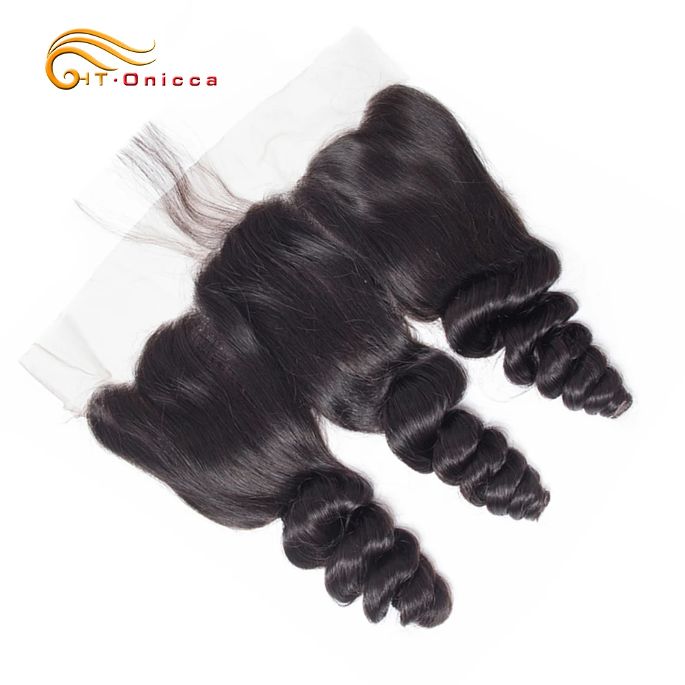 Onicca Hair Brazilian Loose Wave Frontal Closure With Baby Hair Non Remy Human Hair Frontal 13x4 Ear To Ear Lace Frontal Closure