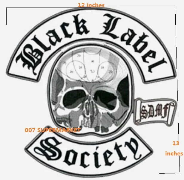 1" большой тяжелый металлический ремешок черный Label Society BLS набор патчей для задней логотип музыкальной группы вышитый Железо на патч тяжелый металл